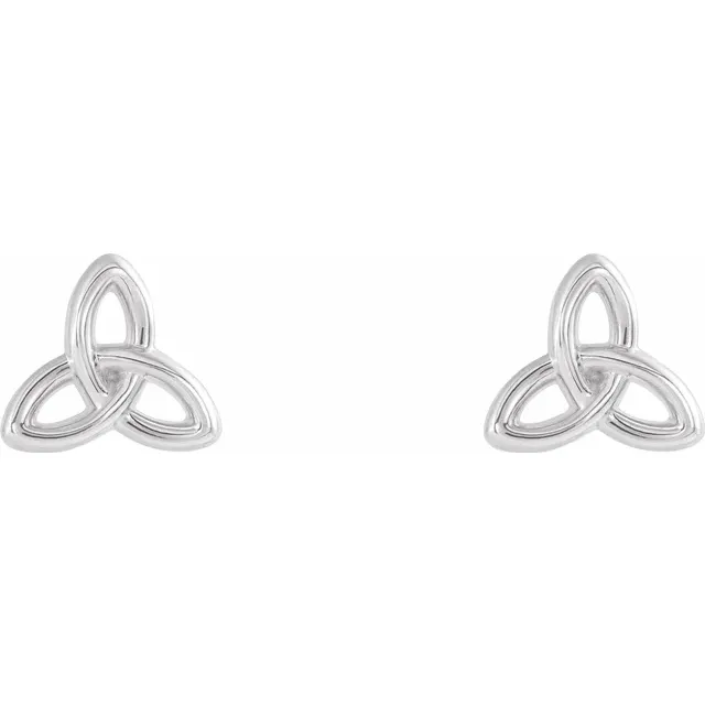 Platinum Celtic-Inspired Trinity Earrings-