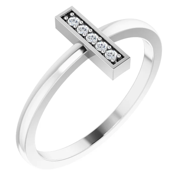 Platinum .05 CTW Diamond Bar Ring-