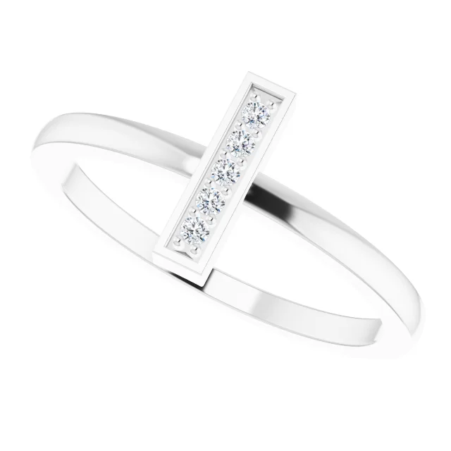 Platinum .05 CTW Diamond Bar Ring-
