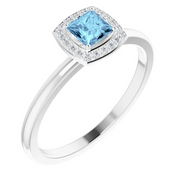 Platinum Aquamarine & .05 CTW Diamond Ring-