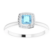Platinum Aquamarine & .05 CTW Diamond Ring-