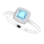 Platinum Aquamarine & .05 CTW Diamond Ring-