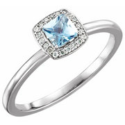 Platinum Aquamarine & .05 CTW Diamond Ring-