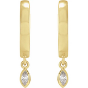 14K Yellow 1/8 CTW Diamond Hinged Hoop Earrings-