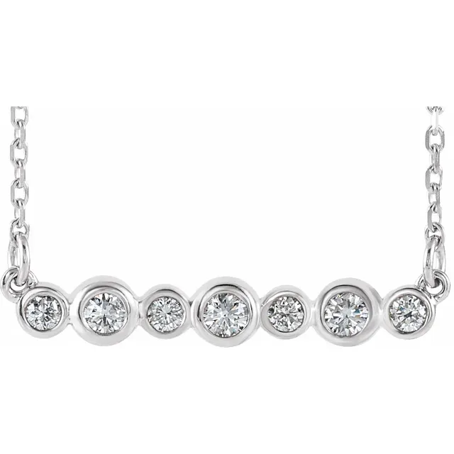 Platinum 1/5 CTW Diamond Bezel-Set Bar 16-18" Necklace-