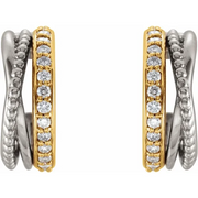 Platinum 1/5 CTW Beaded Hoop Earrings-