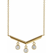14K Yellow 1/3 CTW Diamond V Bar 18" Necklace-