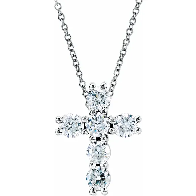 Platinum 1 3/8 CTW Diamond Cross Pendant-