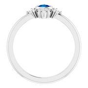 14K White Blue Sapphire & 1/5 CTW Diamond Ring-