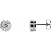 14K White 5 mm Round Forever One Moissanite Earrings-
