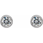 14K White 5 mm Round Forever One Moissanite Earrings-