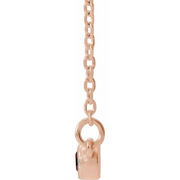 14K Rose Mozambique Garnet & .08 CTW Diamond Bezel-*Set Bar 16-18" Necklace-