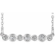 14K Rose Mozambique Garnet & .08 CTW Diamond Bezel-*Set Bar 16-18" Necklace-