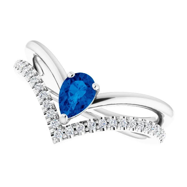 Platinum Blue Sapphire & 1/6 CTW Diamond Ring-