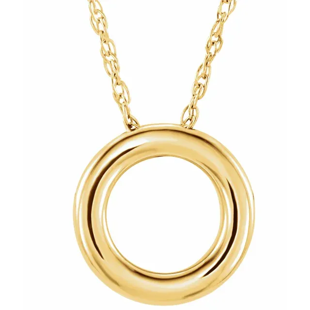 14K Yellow 13 mm Circle 18" Necklace-