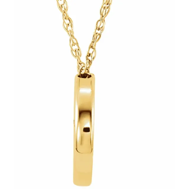 14K Yellow 13 mm Circle 18" Necklace-