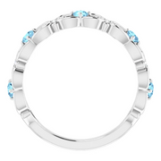Platinum Aquamarine & .02 CTW Diamond Vintage-Inspired Scroll Ring-