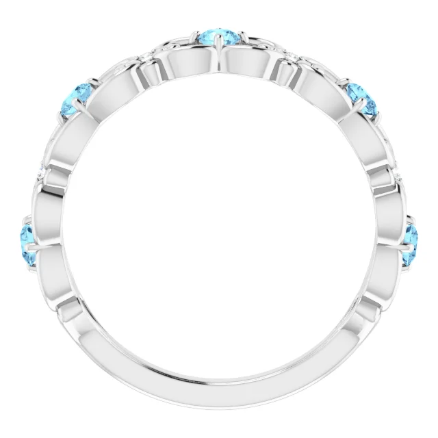 Platinum Aquamarine & .02 CTW Diamond Vintage-Inspired Scroll Ring-