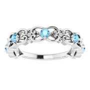 Platinum Aquamarine & .02 CTW Diamond Vintage-Inspired Scroll Ring-