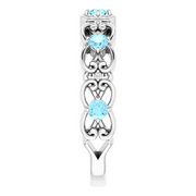 Platinum Aquamarine & .02 CTW Diamond Vintage-Inspired Scroll Ring-