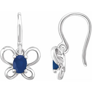 14K White 4x3 mm Oval September Youth Butterfly Birthstone Earrings-