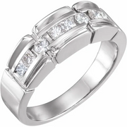14K White 3/4 CTW Diamond Accented Men's Ring-