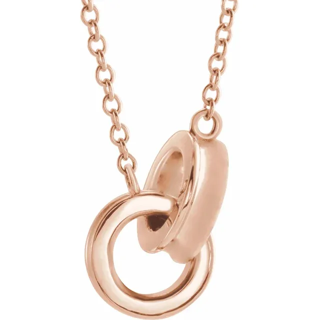 14K Rose Interlocking Circle 16" Necklace-