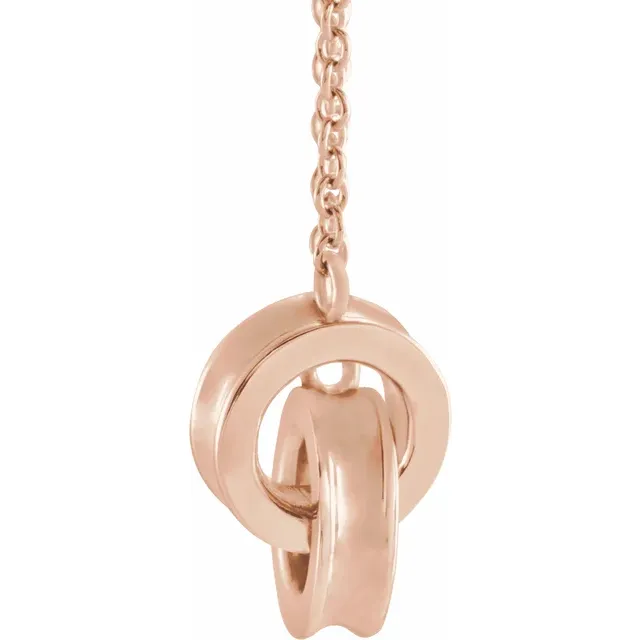 14K Rose Interlocking Circle 16" Necklace-