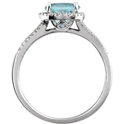 14K White Sky Blue Topaz & 1/5 CTW Diamond Ring-