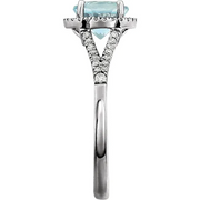 14K White Sky Blue Topaz & 1/5 CTW Diamond Ring-