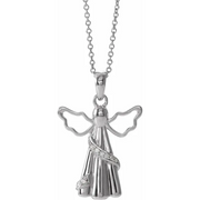 10K White .03 CTW Diamond Angel Ash Holder 18" Necklace-