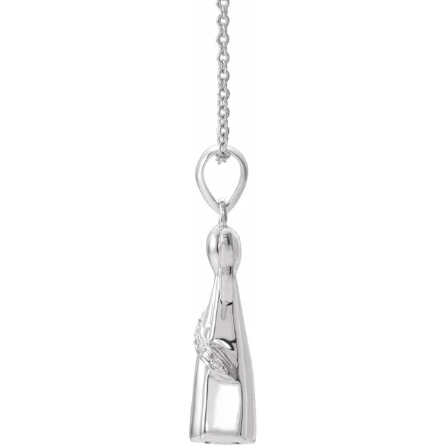 10K White .03 CTW Diamond Angel Ash Holder 18" Necklace-