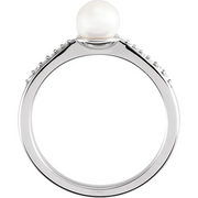14K White Freshwater Cultured Pearl & .07 CTW Diamond Ring-