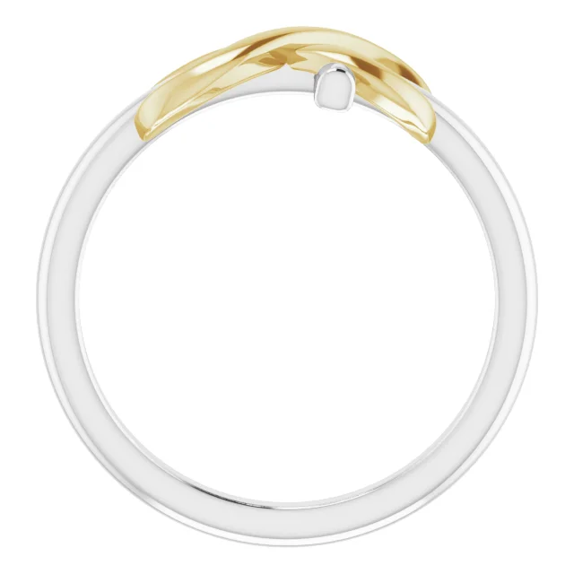 14K White & Yellow Infinity-Inspired Cross Ring-