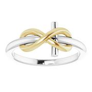 14K White & Yellow Infinity-Inspired Cross Ring-