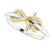 14K White & Yellow Infinity-Inspired Cross Ring-