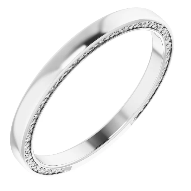 Platinum 2 mm Sculptural-Inspired Band Size 7-7.00 (approximate standard size)-