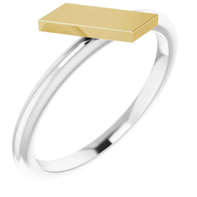 14K White & Yellow Stackable Bar Ring-