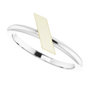 14K White & Yellow Stackable Bar Ring-