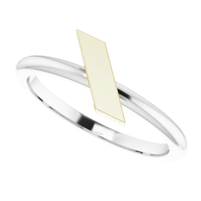 14K White & Yellow Stackable Bar Ring