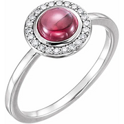 14K White Rhodolite Garnet & 1/10 CTW Diamond Halo-Style Ring-
