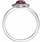 14K White Rhodolite Garnet & 1/10 CTW Diamond Halo-Style Ring-