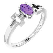 14K White Amethyst Youth Solitaire Cross Ring-