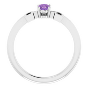 14K White Amethyst Youth Solitaire Cross Ring-