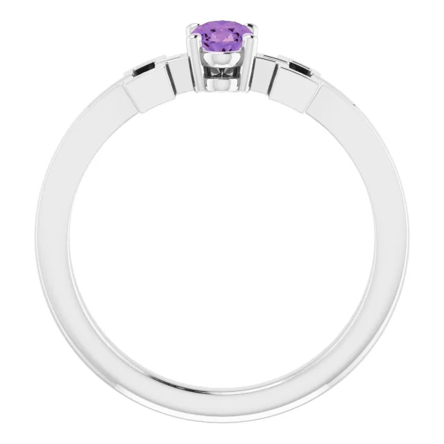 14K White Amethyst Youth Solitaire Cross Ring-