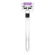 14K White Amethyst Youth Solitaire Cross Ring-