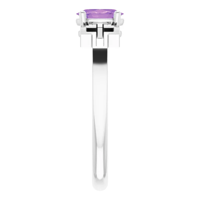 14K White Amethyst Youth Solitaire Cross Ring-