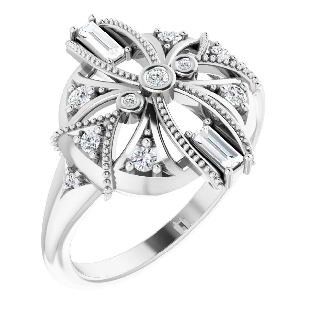 Sterling Silver 1/4 CTW Diamond Vintage-Inspired Ring-