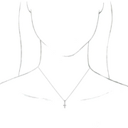 Platinum .03 CTW Diamond Petite Vintage-Inspired 16-18" Cross Necklace-