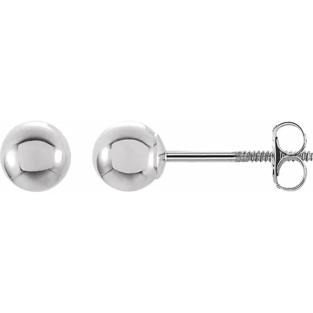 14K White 4 mm Ball Stud Earrings-